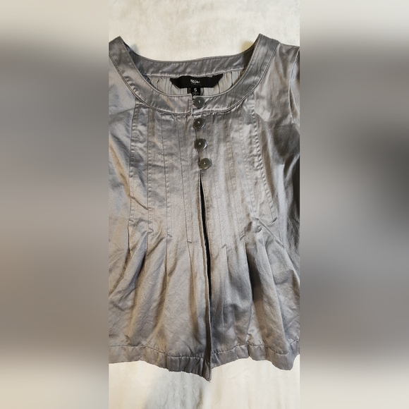 Mossimo Supply Co. Silver Cropped 3/4 Sleeve Women's Pleated Jacket, Size Small - Picture 2 of 8